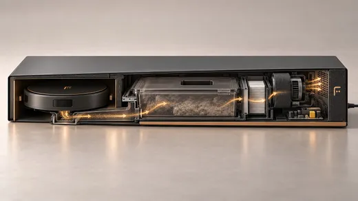 Longitudinal section with the robot docked and the air flowing through the body