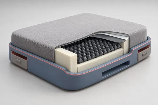 Cutaway of the cushion layers and pyramid cells