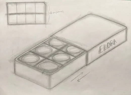 Sketch of the sliding box with its insert