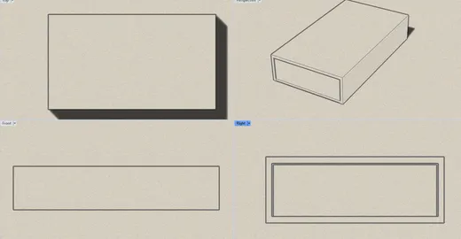 Technical drawing of the sliding box